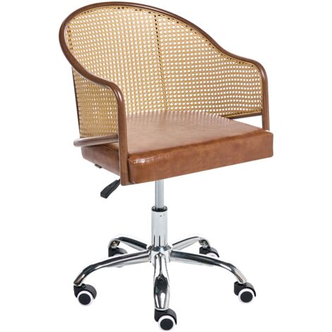 Desk Chair REDDING Faux Leather Brown