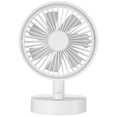 Desk Fan Strong Airflow Stepless Speed Quiet Portable Cooling Table Fan for Home Travel Office White 2000mAh Battery Shake Head