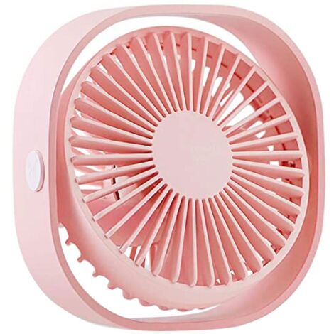 Desk fan, USB connection, 360° rotation, 12.3x12.3x5.5 cm, pink