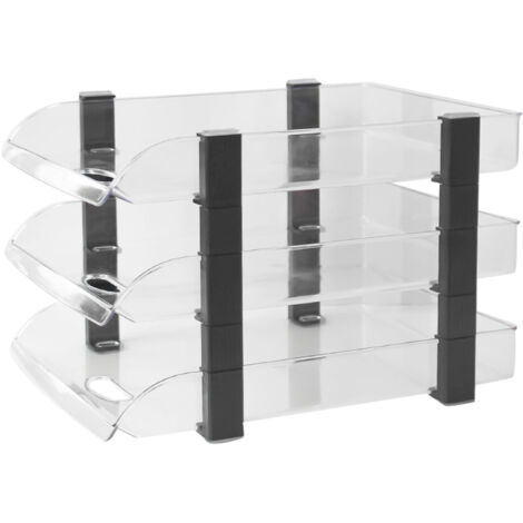 Desk File Letter Tray Layered Classified Documents Rack Acrylic Office Storage Rack Transparent 3 Layers 280x372x247mm