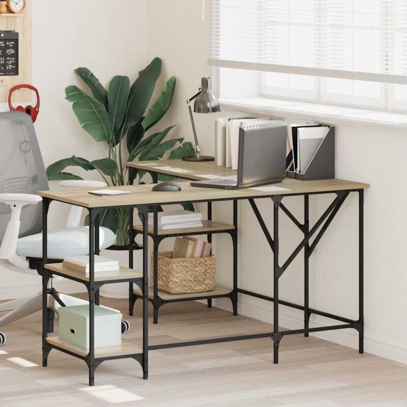 Desk Sonoma Oak 139x139x75 Cm Engineered Wood Vidaxl