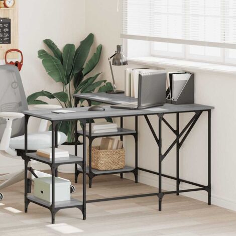 Desk Grey Sonoma 139x139x75 cm Engineered Wood vidaXL