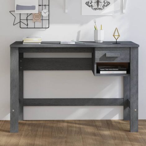 Desk HAMAR Dark Grey 110x40x75 cm Solid Wood Pine vidaXL