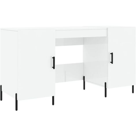 Desk High Gloss White 140x50x75 cm Engineered Wood vidaXL