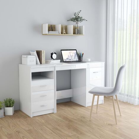 main image of "Desk High Gloss White 140x50x76 cm Chipboard19745-Serial number"