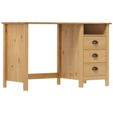 Desk Hill with 3 Drawers 120x50x74 cm Solid Pine Wood vidaXL