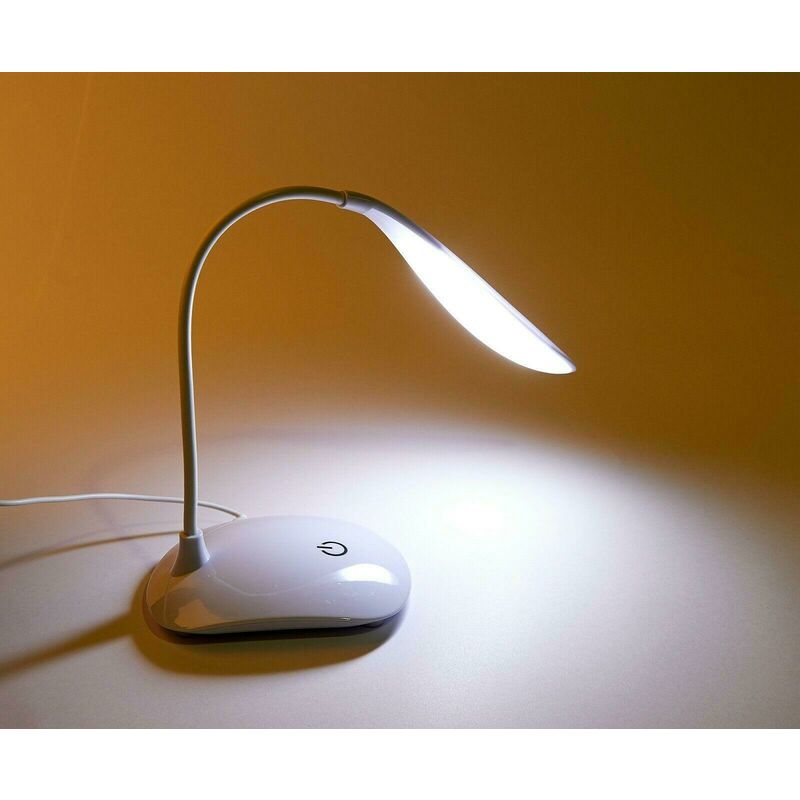 Image of Euro Marketing 90 - lampada da tavolo led flessibile 5v con cavo usb e 3 livelli di luminosita' con tasto touch colore bianco igz116