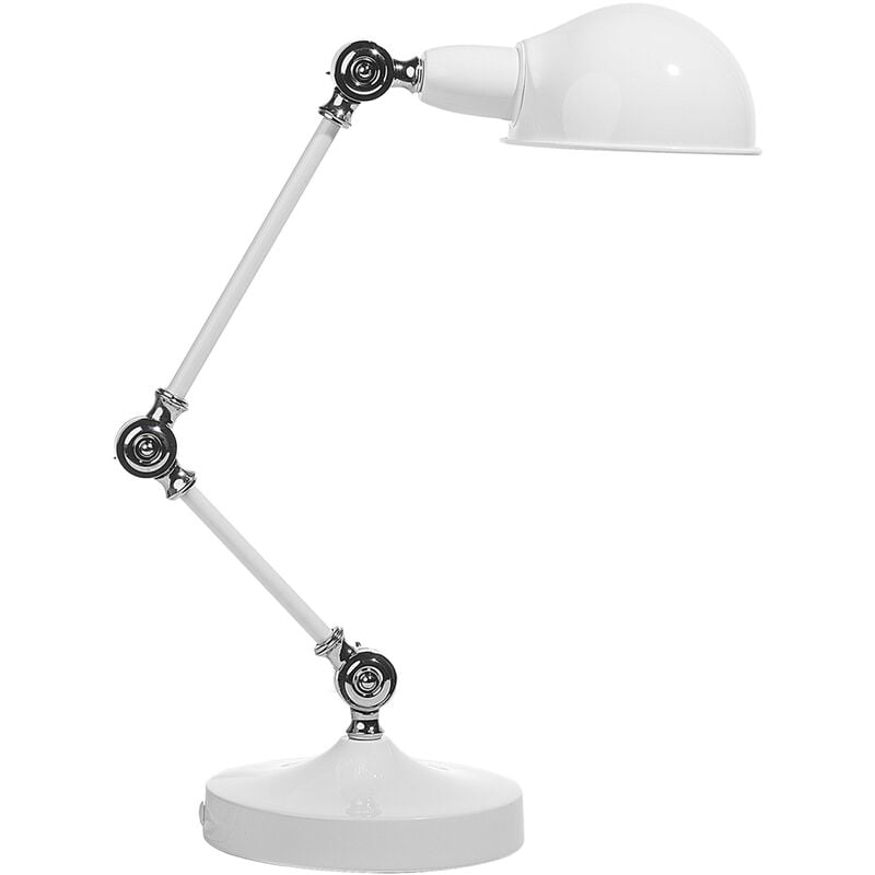 Beliani - Modern Swing Arm Desk Lamp White Adjustable Round Shade Cabris