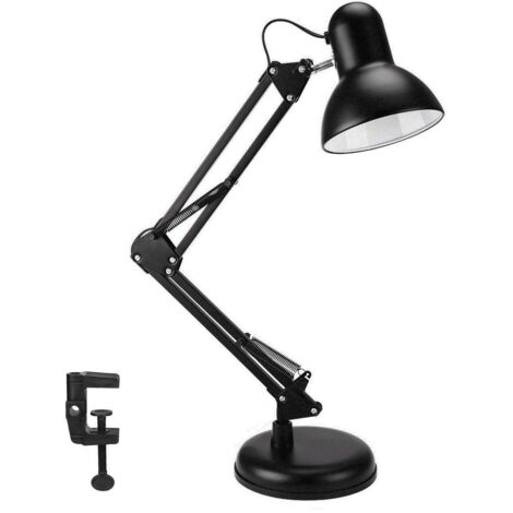 Desk lamp with LED bulb and clamp, metal structure, adjustable position, for home and office