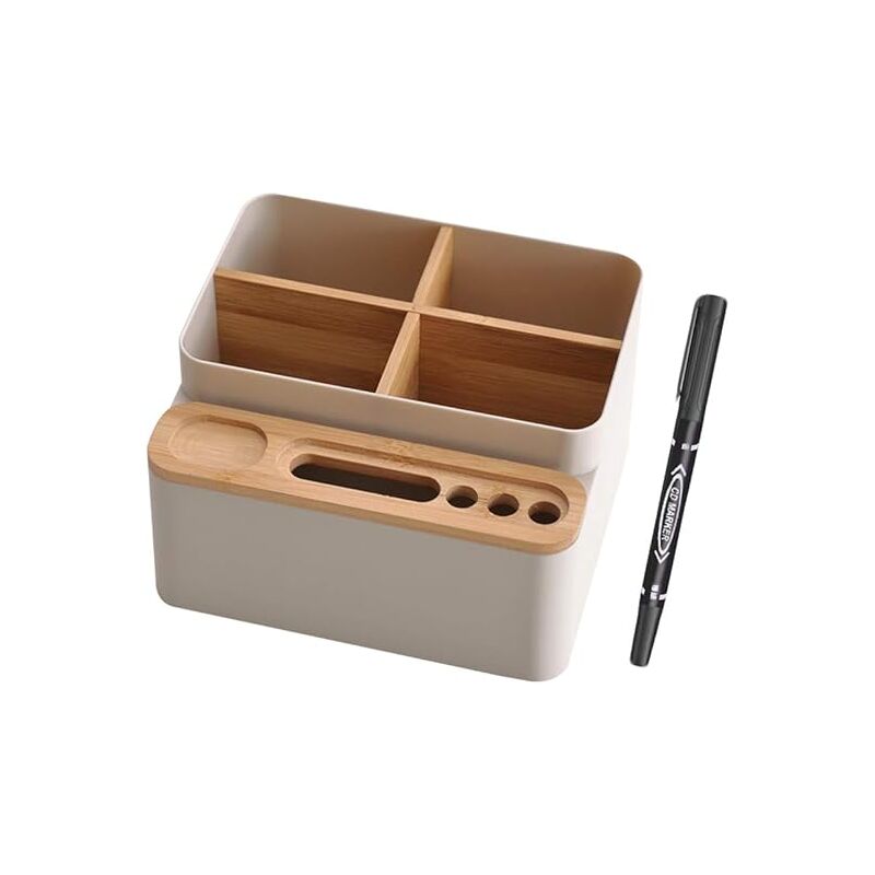 Fei Yu - Organisateur de bureau en bambou, porte-stylo, boîte de rangement pour papeterie