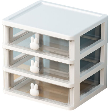 Desk Organizer Clear Plastic Desk Storage Box with 3 Drawers for Office Supplies Makeup
