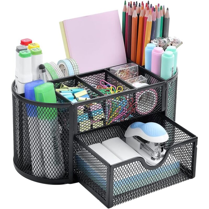 Spacrea Organisateurs De Bureau Et Accessoires, Organisateur De Bureau Porte-Crayons Pour Bureau, Organisateur De Fournitures De Bureau (Noir)
