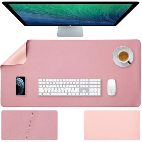 Desk Pad, 36 x17 Leather Desk Mat Mouse Pad, Office Desk Accessories, Desk Writing Pad Blotter, Dual-Side Use Purple/Pink