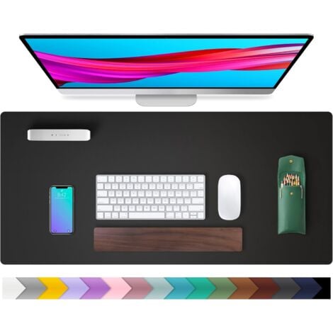Desk Pad, PU Leather Desk Mat, Mouse Pad, Non-Slip Desk Protector, Waterproof Desk Writing Pad for Office and Home (80cm x 30cm, Black)