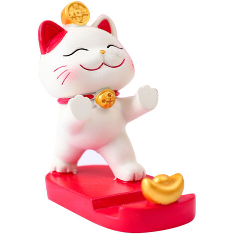 Desk Phone Stand Fortune Cat Strong Resin Light Portable Decorative Phone Holder Stand for Home Tabletop Office Type 1