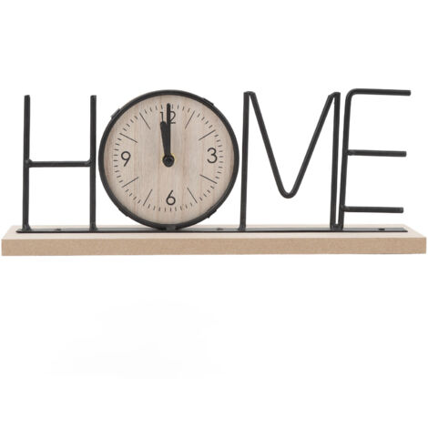 Desk Shelf Clock Wood Iron Battery Operated Modern Decorative Letter Table Clock Ornament for Living Room Dining Room Bedroom Office HOME Version