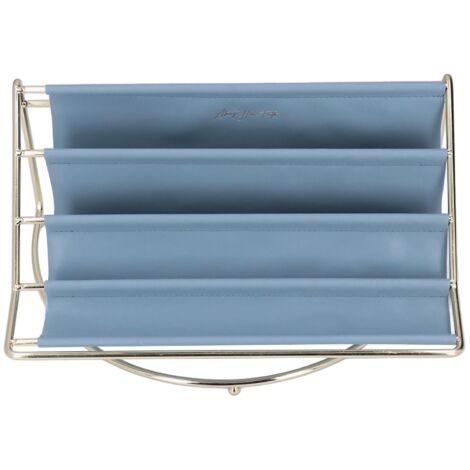 Desk Shelf Organizer Multi Layer Exquisite Premium Metal Leather Durable Stable Wide Application Desktop OrganizerBlue