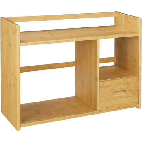 Desk Storage Organizer, Desk-Top Stationary for Books, Office Bamboo Supplies Organiser Unit 57.5x20xc40cm