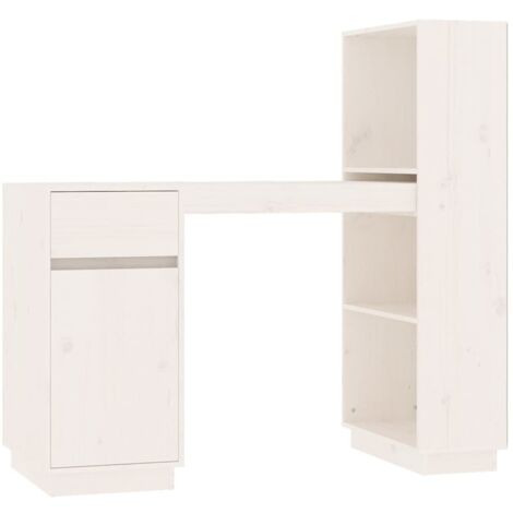 Desk White 110x53x117 cm Solid Wood Pine vidaXL