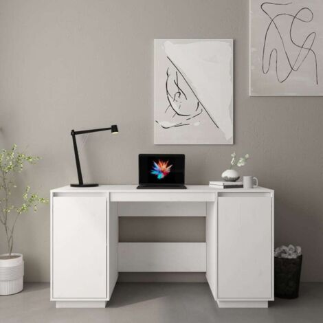 Desk White 140x50x75 cm Solid Wood Pine vidaXL