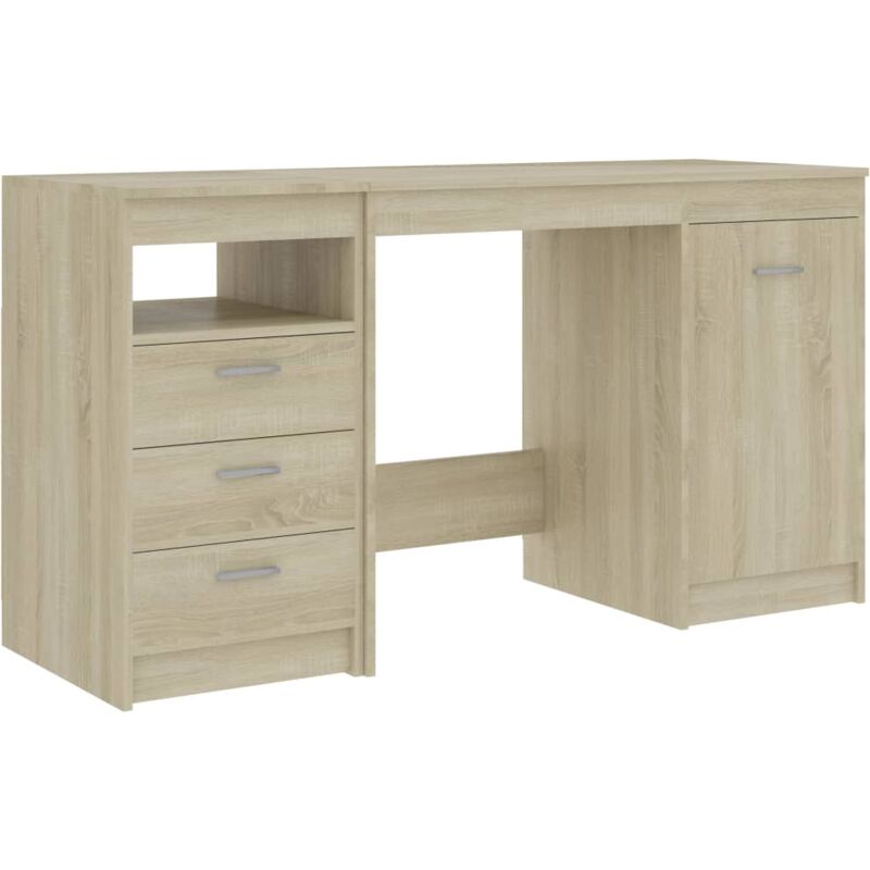 Desk Sonoma Oak 140x50x76 cm Engineered Wood Vidaxl