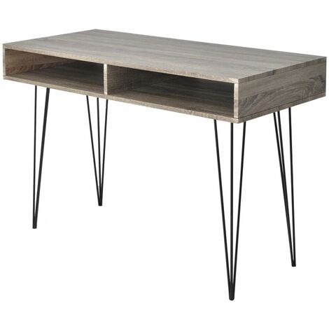 Desk with 2 Compartments Grey vidaXL