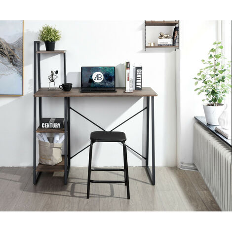 Desk with 4 dark wood shelves 104x50