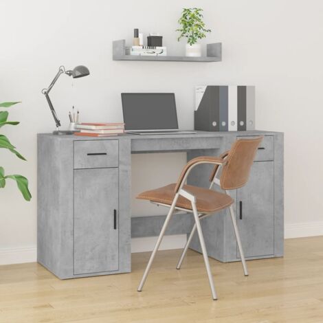 Desk with Cabinet Concrete Grey Engineered Wood vidaXL