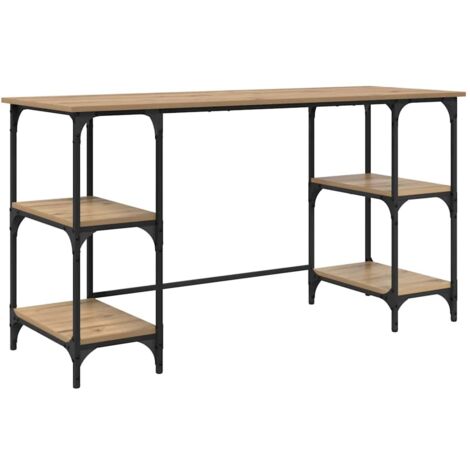 Desk with Shelf Artisan Oak 140 x 50 x 75 cm Engineered Wood vidaXL