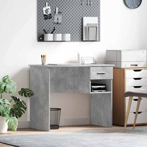 Desk with Shelf Concrete grey 90 x 49.5 x 75 cm Engineered wood vidaXL