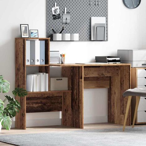 Desk with Shelf Old wood 131.5 x 50 x 106.5 cm Engineered wood vidaXL