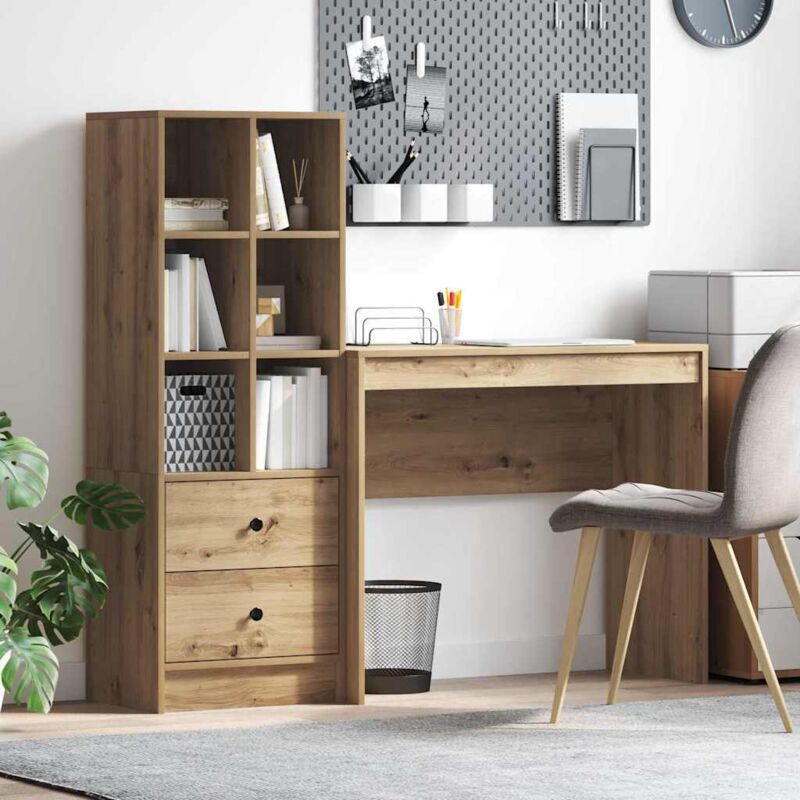 Vidaxl - Desk With Storage With Drawer 2 Pcs Artisan Oak 90 X 40 X 76 Cm