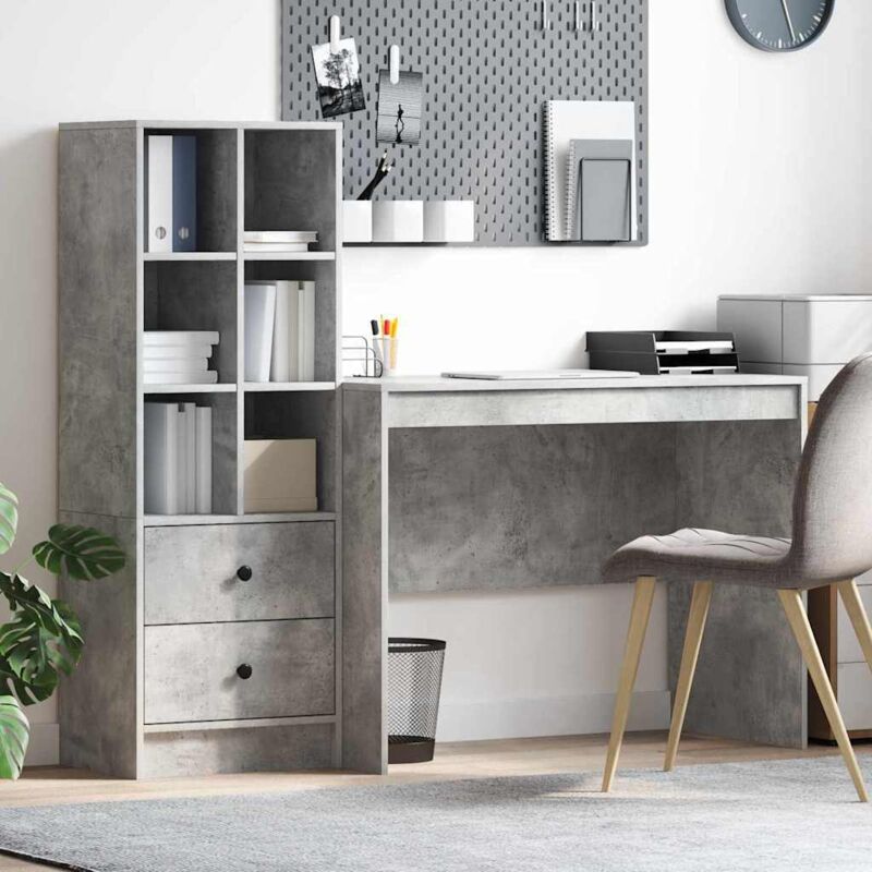 Desk With Storage 2 Pcs Concrete Grey 100 X 50 X 76 Cm Vidaxl