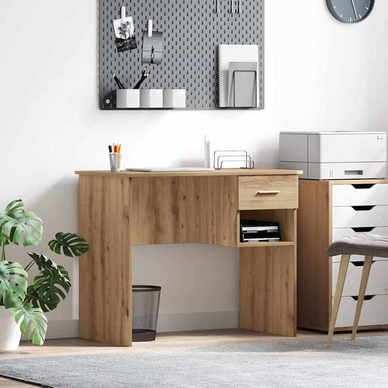Vidaxl - Desk With Drawer Artisan Oak 90 X 49.5 X 75 Cm Engineered Wood