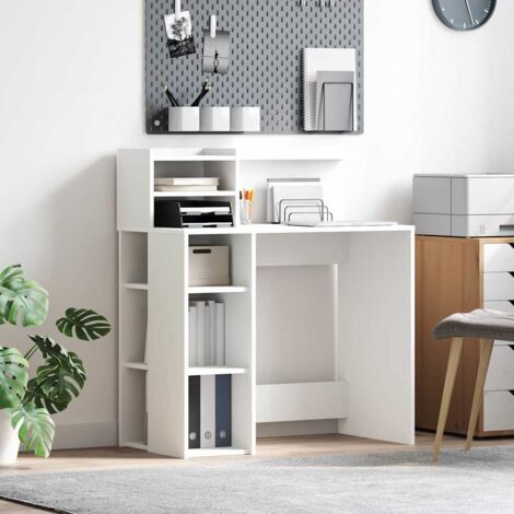 Desk with Storage White 90 x 48 x 101.5 cm Engineered Wood vidaXL