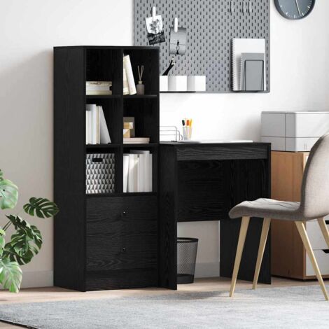 Desk with Storage with Drawer 2 pcs Black oak Engineered wood vidaXL