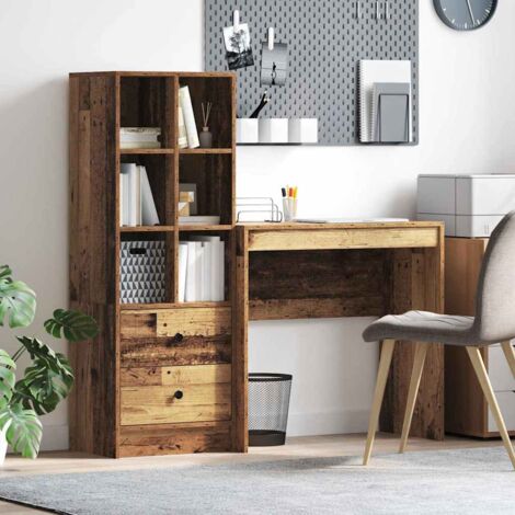 Desk with Storage with Drawer 2 pcs Old Wood Engineered wood vidaXL