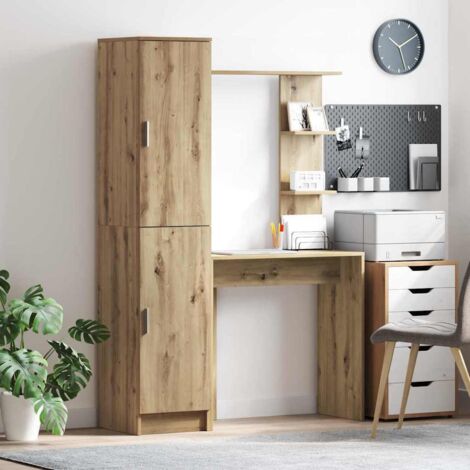 Desk with Storage with Shelf 2 pcs Artisan oak Engineered wood vidaXL