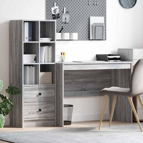 Desk with Storage with Shelf 2 pcs Grey sonoma 100 x 50 x 76 cm vidaXL