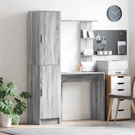 Desk with Storage with Shelf 2 pcs Grey sonoma Engineered wood vidaXL