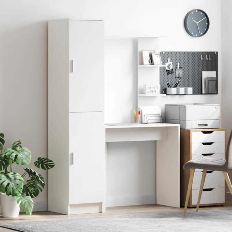 Desk with Storage with Shelf 2 pcs White Engineered wood vidaXL