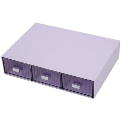 Desktop Drawer Organizer Waterproof Dustproof Plastic DIY Combination Multi Layer Stackable Drawer Storage Case Striped Purple 3 Drawers