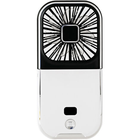 Desktop fan, rechargeable mini fan, portable fan, ultra-thin and foldable, with phone stand, 3000mAh capacity, available in black and white.