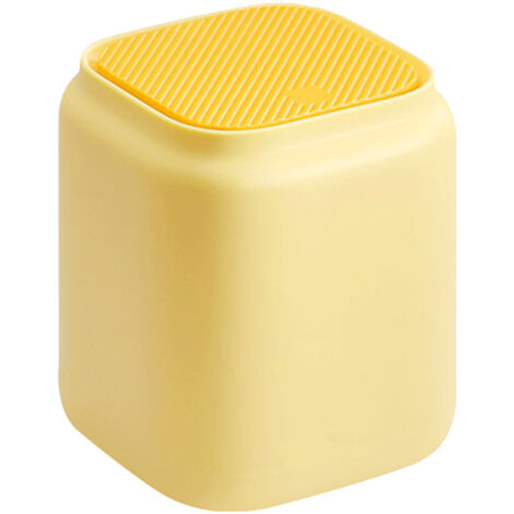 Desktop Garbage Can Office Press Top Mini Trash Can Waste Basket with Lid for Home Bedroom Study Yellow