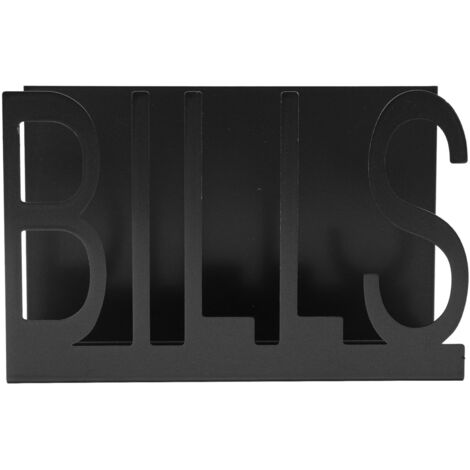Desktop Metal Mail Holder Cutout Design Desk Letter Envelope Document Organizer with Anti Slip Rubber Base Black