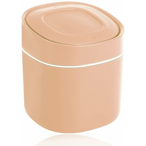 Desktop-Mülleimer, kleiner Desktop-Mülleimer, tragbarer Mülleimer mit Deckel, für Bad, Küche, Büro, rosa