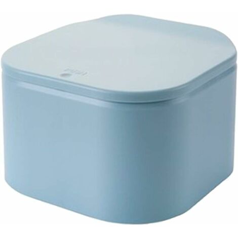 Desktop-Mülleimer Mini-Desktop-Deckel im europäischen Stil Federtyp-Mülleimer Desktop-Müll-Aufbewahrungsbox mit Deckel Mülleimer Desktop-Organizer 18,5 11,5 blau 1 Stück