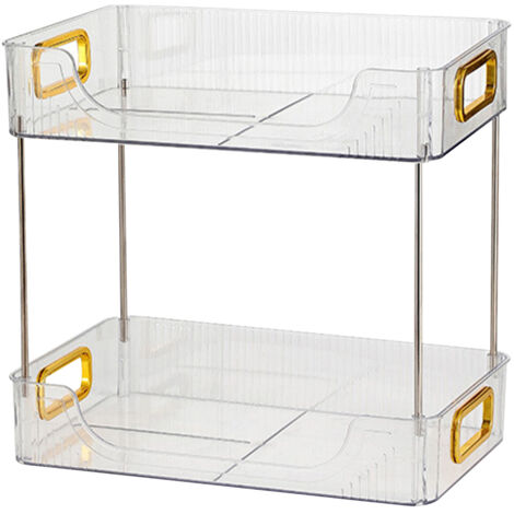 Desktop Organizer 2 Tier Ample Space Modern Storage Rack Shelves for Office Bedroom Home Decoration Transparent