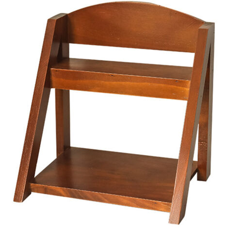 Desktop Organizer Retro Aesthetic Office Storage Rack Home Decor Wood Display Shelf 2 Layer for Books Plants Cosmetics