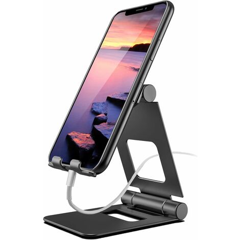 Desktop Stand, Stand for iPhone, iPad, Samsung Galaxy, Phone Holder and Tablet up to 10.2 Inches, Stand Dock Smartphone Holder, Free Your Hands, Sturdy, Stable and Foldable